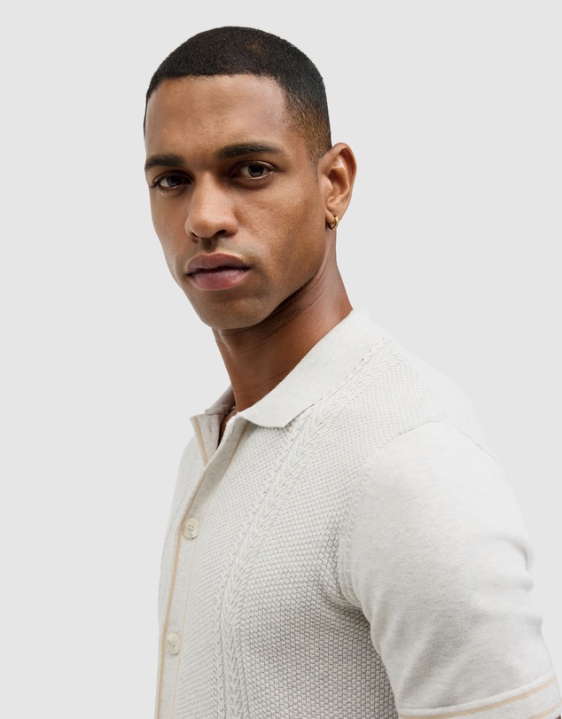 Politix - Stripe Button-through Cable Knit