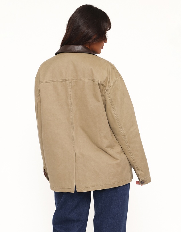 Petal & Pup - Elliot Contrast Collar Barn Jacket - Khaki