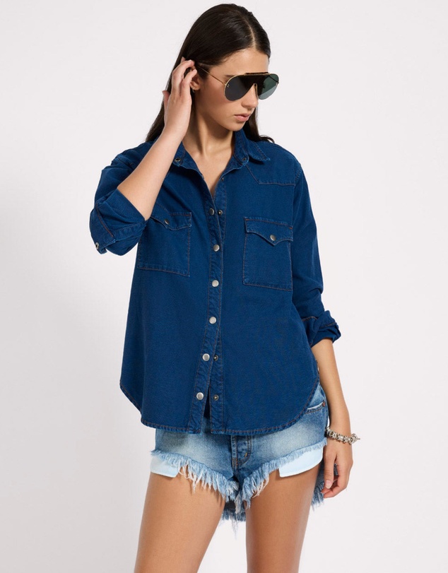 ONE TEASPOON - Western Denim Shirt - Deep Blue