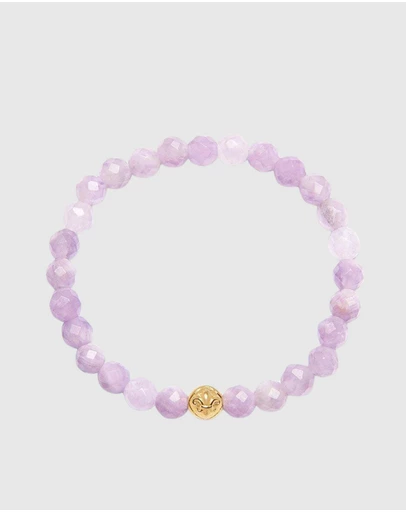 Nialaya Jewellery - Wristband with Amethyst Lavender and Gold