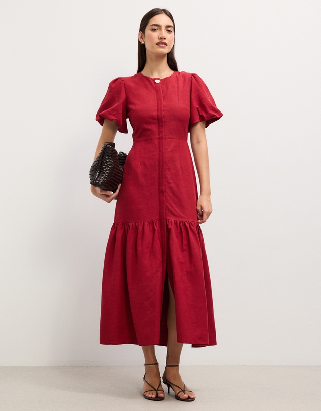 The Fated - Maren Puff Sleeve Midi Dress