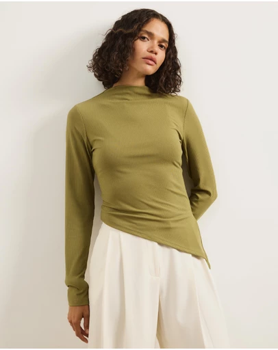 Atmos&Here - Long Sleeve Boat Neck Jersey Top