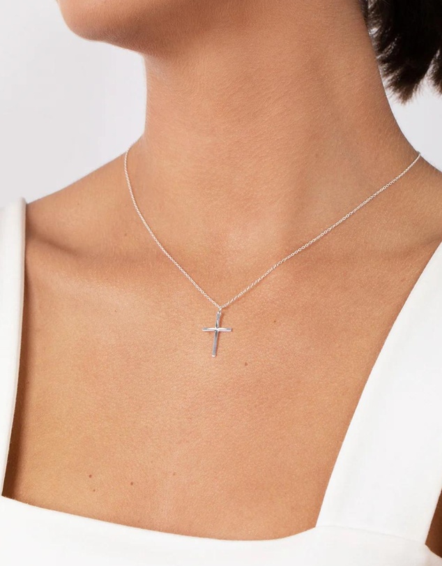 Lovisa - Sterling Silver Diamond Cut Cross Necklace