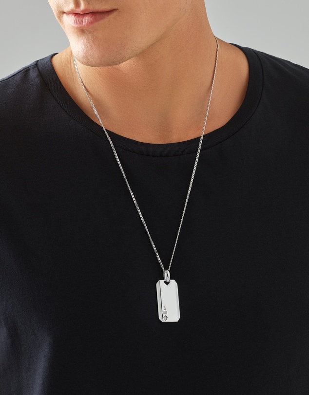 Michael Hill - Dog Tag with Diamonds in Sterling Silver