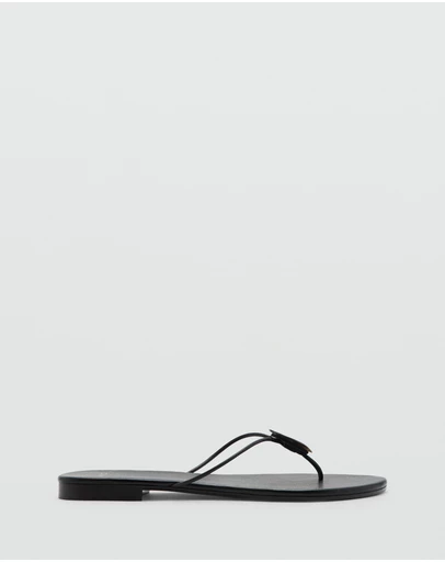 M.N.G - Leather Sandals with Shell Detail