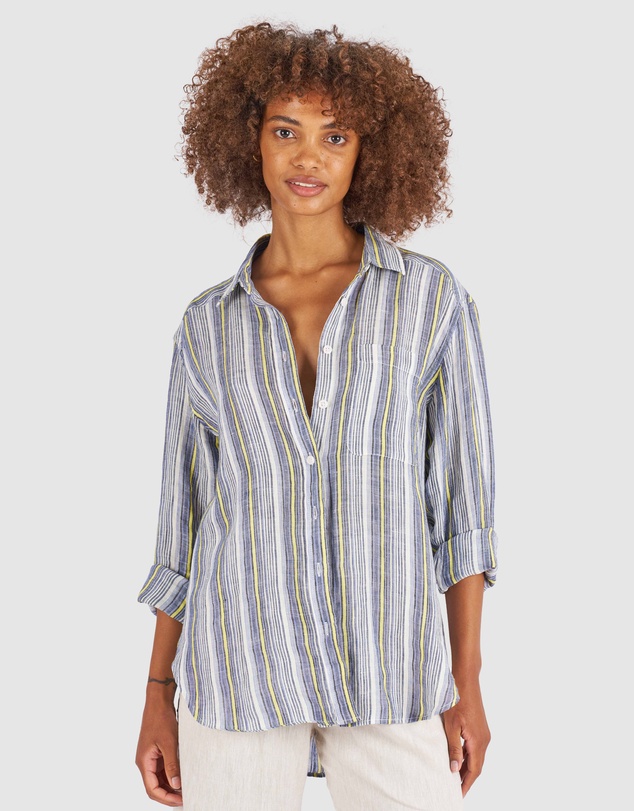 CAMIXA - Poppy Oversized Striped Linen Shirt