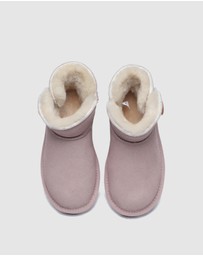 EVERAU - Australian Shepherd Ugg Nolan Kids Mini Button Cow Suede Upper UGG Boots