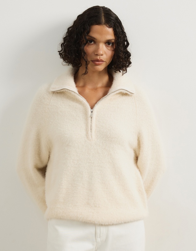 Atmos&Here - Jordie Half Zip Fluffy Turtleneck Sweater