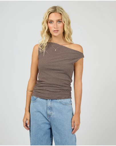 All About Eve - Kylie Stripe Top Brown