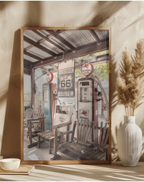 Olive et Oriel - Route 66 Gas Station by Henrike Schenk Art Print