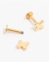 Lovisa - Gold Plated Surgical Steel Cross Flat Back Earrings 2-Pack