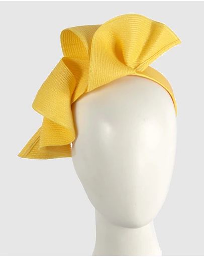 Max Alexander - Large Wavy Yellow Racing Fascinator