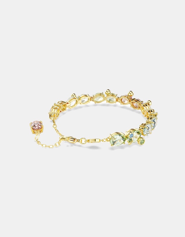 Swarovski - Gema Tennis Bracelet, Mixed Cuts, Multicolored, Gold-Tone Plated