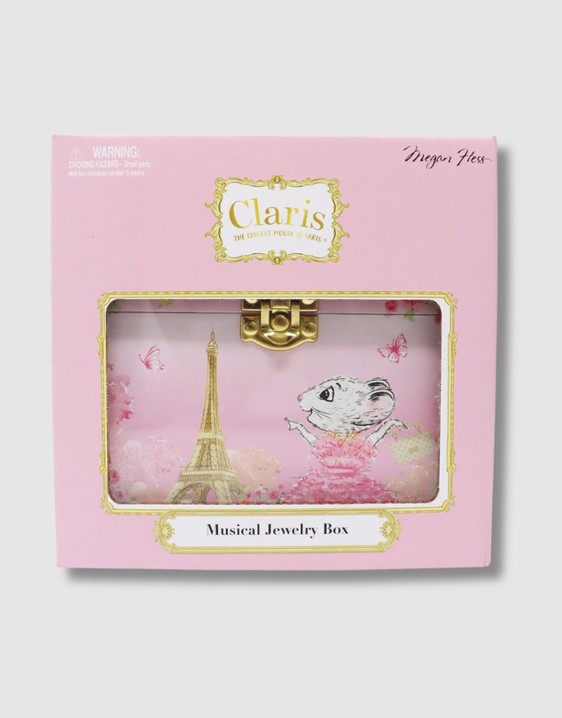 Claris The Chicest Mouse In Paris By Pink Poppy - Claris The Chicest Mouse in Paris Pearl Musical Jewellery Box