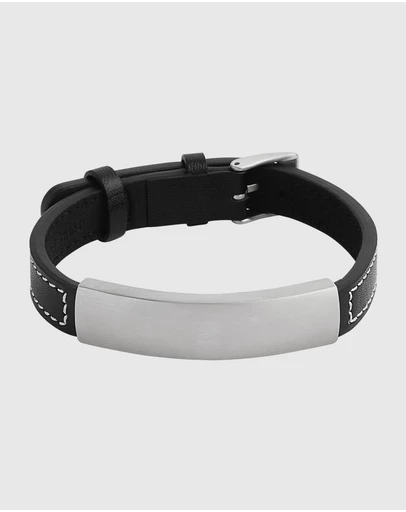 Najo - Memento Men's Leather & Steel Buckle Bracelet (23cm)