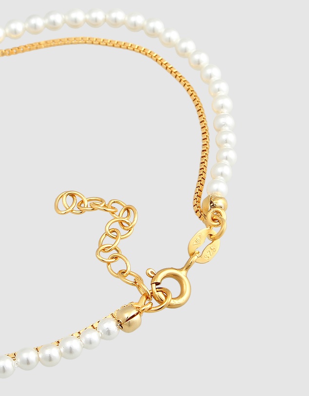 Elli Jewelry - Shell Pearl Layer Bracelet in Gold-Plated 925 Silver