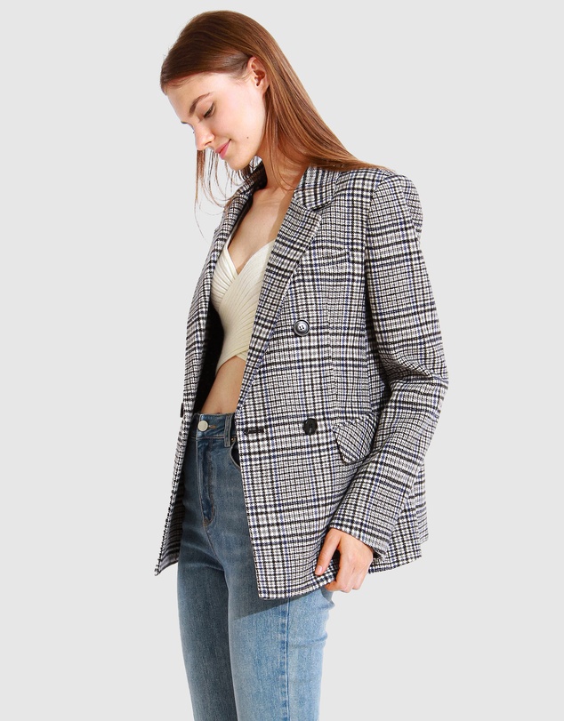 Belle & Bloom - Piccadilly Wool Blend Plaid Blazer