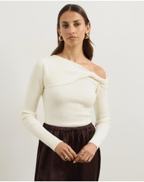 Atmos&Here - Alora Long Sleeve Knit Top With Twist Detail