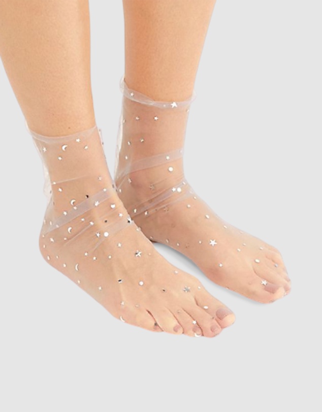 High Heel Jungle - Starry Sky Tulle Sock - Silver