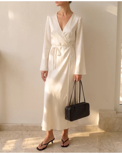 Atmos&Here - Dani Wrap Long Sleeve Midi Dress