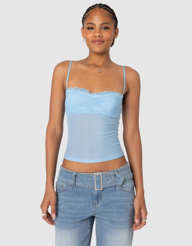 EDIKTED - Elina Sheer Mesh Bra Top