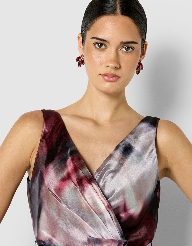 Montique - Ange Printed Pleat Cocktail Dress
