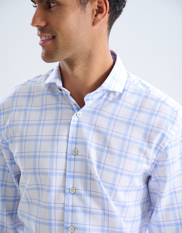 3 Wise Men - 3 Wise Men Library Blue Check Shirt