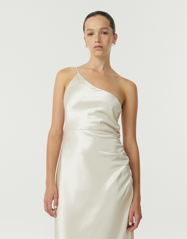 Third Form - Satin Gather One Shoulder Dress