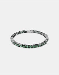 Swarovski - Matrix Tennis bracelet, Round cut, Green, Ruthenium plated