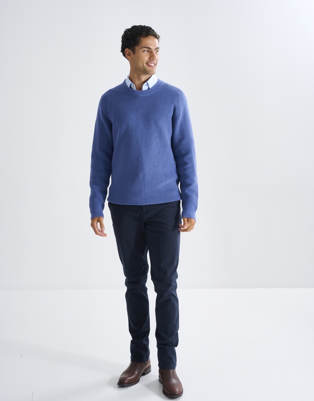 3 Wise Men - 3 Wise Men Drake Crew Neck Wool Blend Knit - Vintage Blue