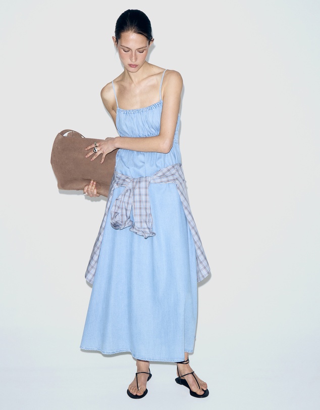 M.N.G - Lyocell Ruched Denim Dress