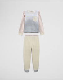 Country Road - Australian Cotton Contrast Stripe Print Sleep Set