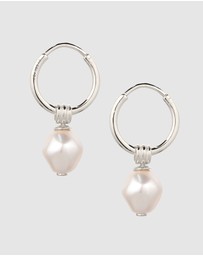 Kuzzoi - ICONIC EXCLUSIVE - Earrings Male Creole Swarovski® Pearl 925 Sterling Silver