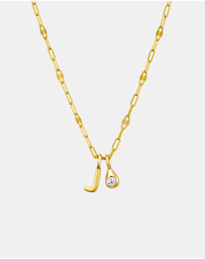 Zoe Olivia - 14K Gold Vermeil Imprint Initial J Cubic Zirconia Necklace
