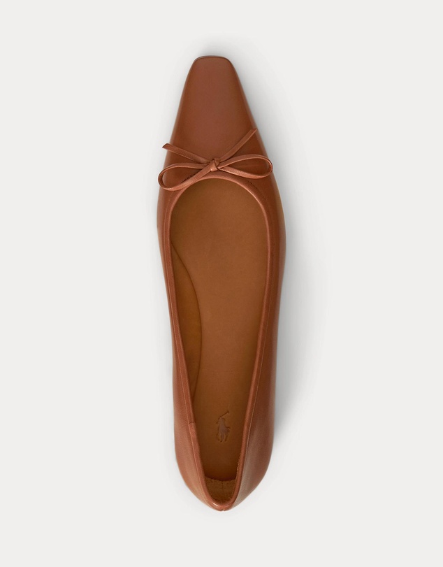 Polo Ralph Lauren - Pointed Leather Ballet Flats - Women's