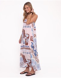 Petal & Pup - Elaris Maxi Dress - Blue Brown Abstract