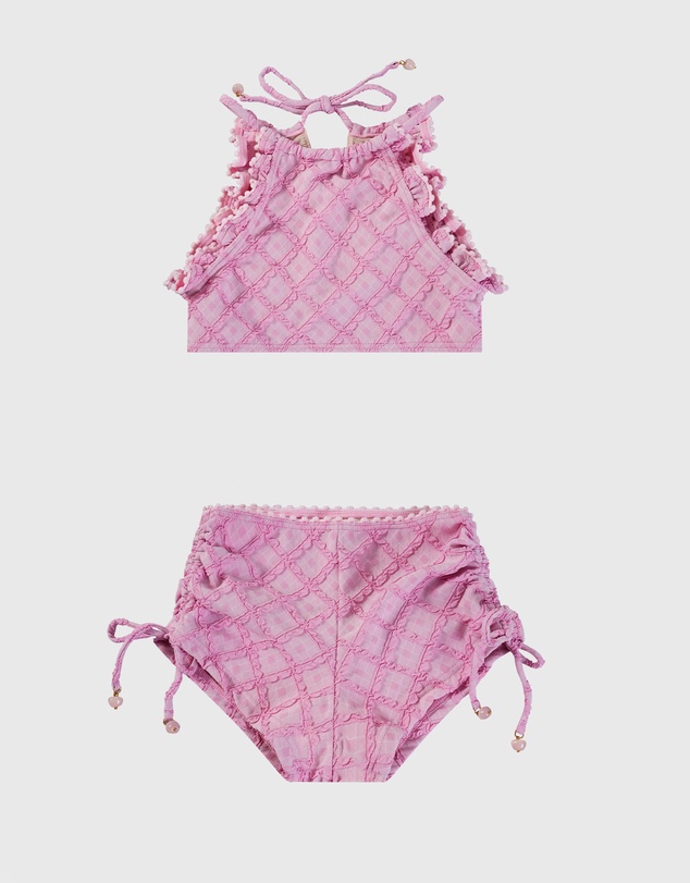Aqua Blu Kids - Stepping Stones Pink Halter Neck Bikini Set - Kids