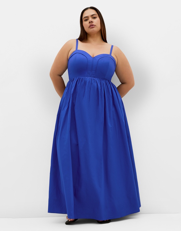 City Chic - Plus size Positano Strappy Cotton Maxi Dress - cobalt