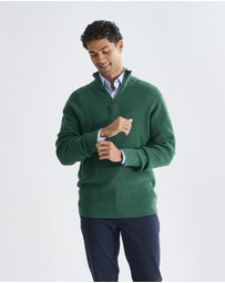 3 Wise Men - 3 Wise Men Frost Zip Neck Wool Blend Knit - Green
