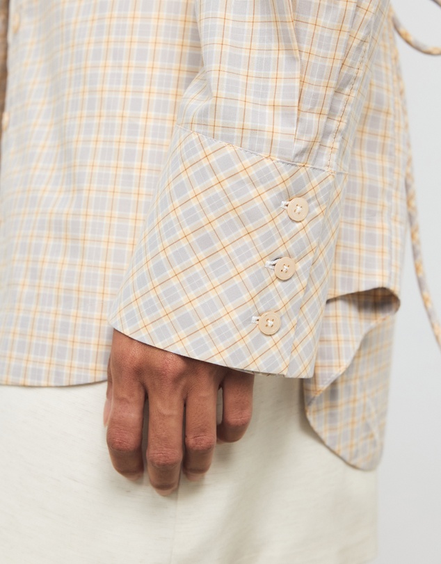 AERE - Fiora Cinched Waist Check Shirt