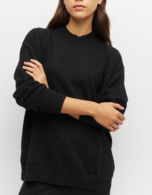 JH Lounge - JHL Crew Sweater (Cotton Cashmere) Black