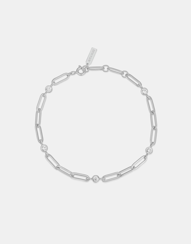 Ania Haie - Silver Bezel Station Paper Clip Chain Bracelet