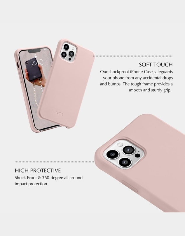LOUVE COLLECTION - Dusty Pink Phone Case + Gaia Gold-Plated Crossbody Chain