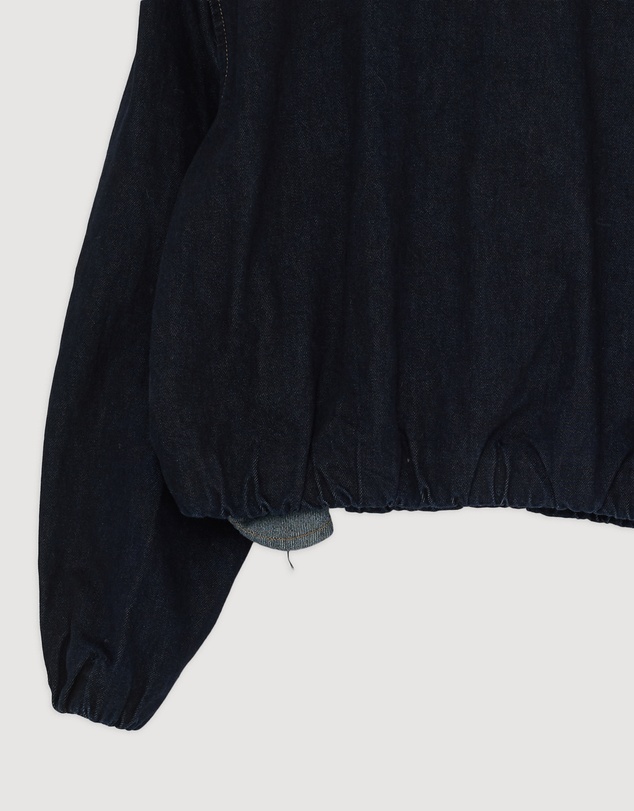 Revibe - Repaired Minima Esenciales Mara Bubble Hem Denim Bomber Jacket - AU 10