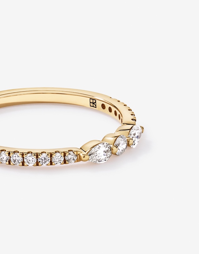 Michael Hill - 0.23TW Pear and Round Brilliant Diamond Wedding Ring in 14kt Yellow Gold