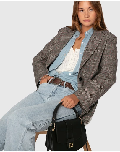 Belle & Bloom - Paris Grid Single Breasted Blazer