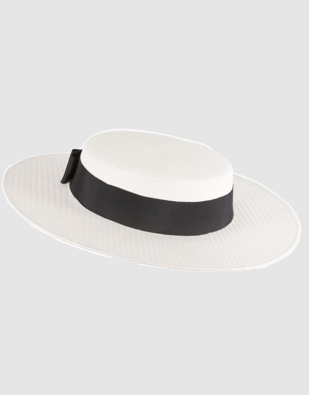 Max Alexander - White and Black Boater Hat