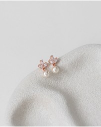The White Collection - Lola - Delicate Rose Gold Pearl Bridal Earrings