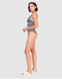Oh!Zuza - V Neck Sheer Floral Lace Bodysuit