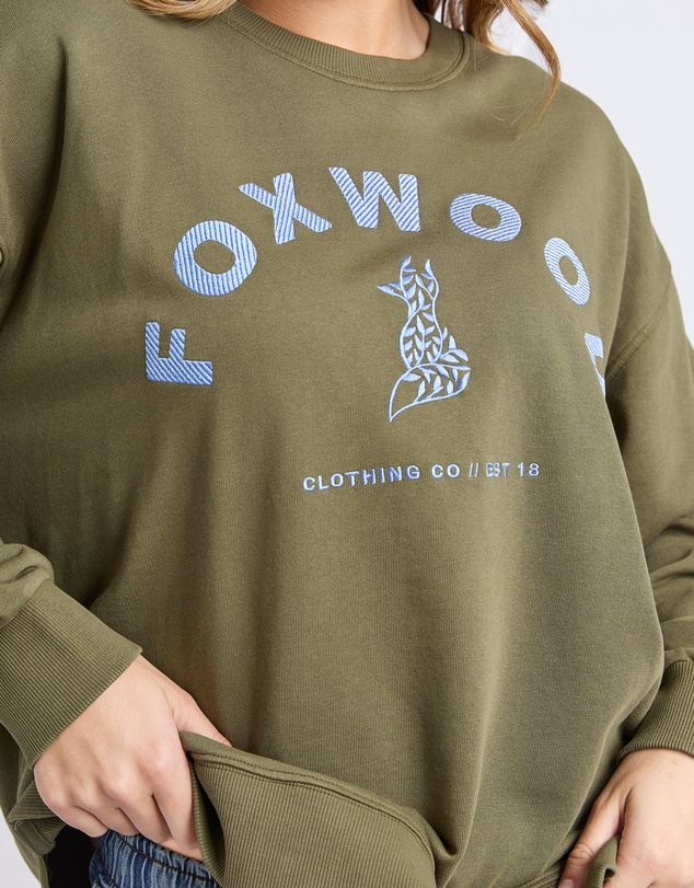 Foxwood - Effortless Contrast Crew Winter Moss